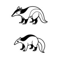 two black and white images of an anteater vector