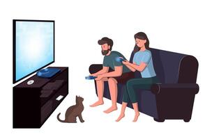 Couple playing video games on couch vector
