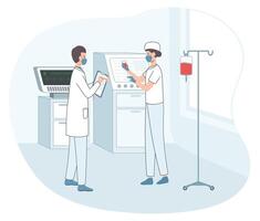 Doctors discussing patient care vector