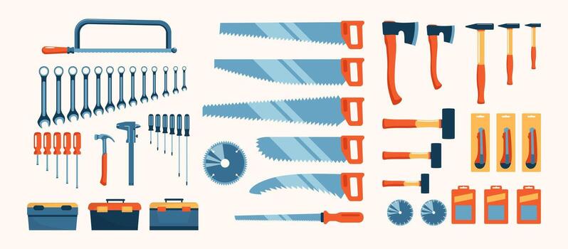Collection of tools for DIY projects vector
