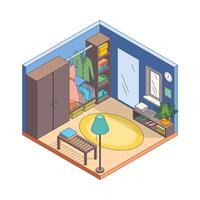 Stylish interior room with closet vector