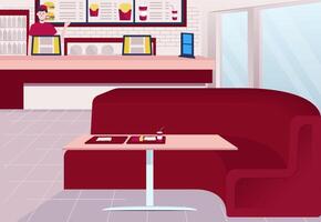 Cafe interior with service counter and seating vector