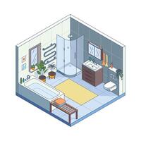 modern bathroom design with shower and tub vector