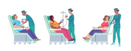 Patients receiving medical treatment illustrations vector