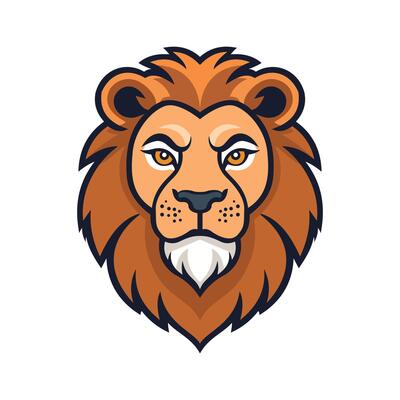 Sleek flat mascot logo of a lion face