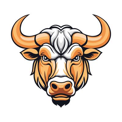Sleek flat mascot logo of a cow head