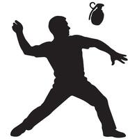 Silhouette of a man throwing a grenade action vector