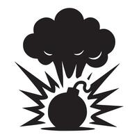 Black bomb explosion with smoke and sparks blast vector