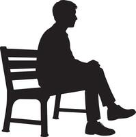 Man sitting on bench silhouette black vector