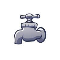 A simple and cute cartoon style water faucet with bold outline and soft shading. Ideal for plumbing themes, household icons, or sticker elements vector