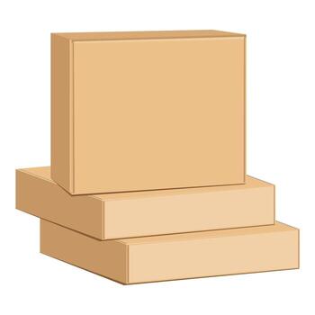 conjunto de realista marrón cartulina rectangular embalaje, papel cajas realista Bosquejo de un amarillo cartulina caja, 3d blanco plantillas. vector