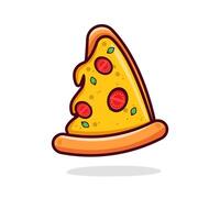 Slice Of Pizza Melted, Cartoon , Icon Illustration Food Object vector