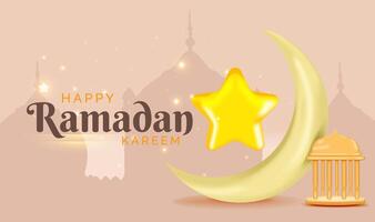 Ramadan Kareem greeting with crescent moon vector