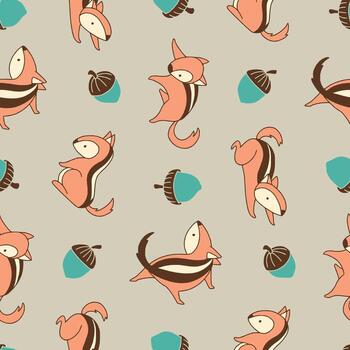 Seamless Pattern of Chipmunk Animal Nut Background for Fashion Wrapping Print Fabric Surface vector