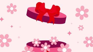 4K motion animation of an open flower box with blooming flowers spinning around in a loop. A cheerful and romantic background perfect for celebration visuals. video