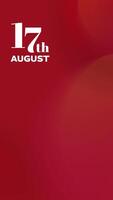 4K motion animation with red background and waving red white flag, showing changing text from 17 Agustus to Dirgahayu Indonesia, perfect for independence celebration video