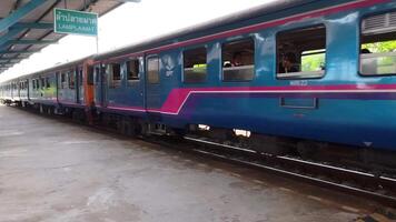 Train out of the station. Lam Plai Mat District, Buriram Province ,Thailand .2025 July 21 video