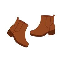 Brown low boots. Hand-drawn illustration. Flat illustration isolated on a white background. vector