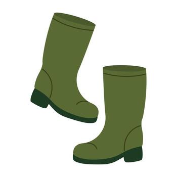 High rubber boots. Hand-drawn. Flat illustration isolated on a white background. vector