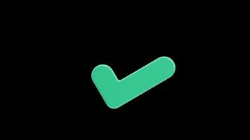 3d animação do verde marca de verificação video