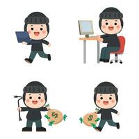 Cartoon burglar character with money vector