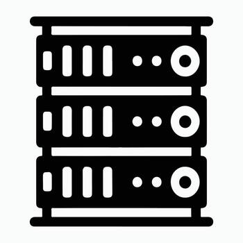 Black Server Rack Icon for Data Center and Network Projects vector