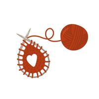 Ball of yarn for knitting and knitting needles, wool, colorful illustration. Knitted, embroidered. Flat drawing on white background. vector