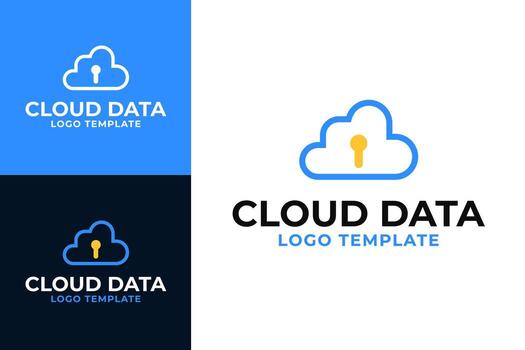 Cloud data encryption logo design template symbol illustration vector