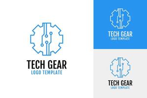 Tech gear circuit logo design template illustration vector