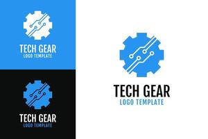 Gear circuit logo design template illustration vector