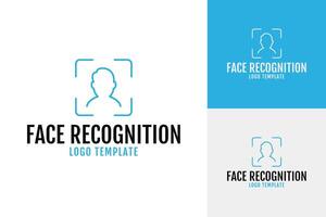 AI face recognition logo design template illustration vector
