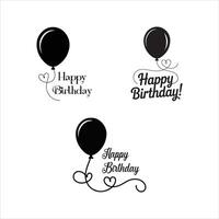 Happy Birthday Black and White Balloon Design Set vector