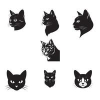 Elegant Black and White Cat Portraits for Design vector