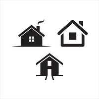 Simple Black and White House Icons Set for Real Estate or Design vector
