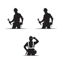 Silhouettes of Professional Workers with Tools vector