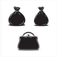 Vintage Style Bags Money Bags and Handbag Silhouette vector