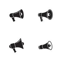 Four Megaphones in Solid Black Silhouette vector