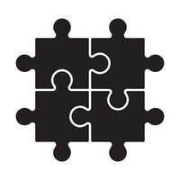 Four-Piece Puzzle Icon Representing Teamwork and Solution vector