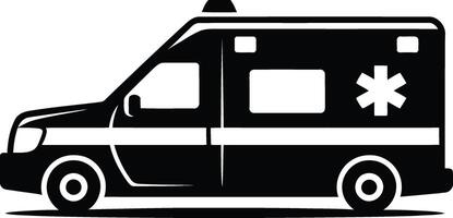 Side View Black and White Ambulance Medical Emergency Vehicle for Healthcare Transport Illustration vector