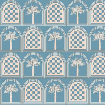 Palm tree checkerboard pattern design vector