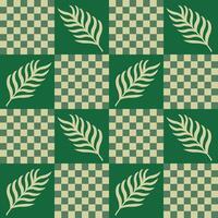 Leaf pattern on checkerboard design vector