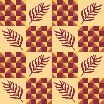 un modelo con amarillo y rojo cuadrícula y hojas vector