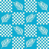 colorful leaves and checkerboard pattern vector