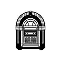 Vintage Jukebox Illustration in Black and White, Classic Retro Music Player , Nostalgic Entertainment Icon Isolated on White Background for Music and Dance Themes vector