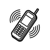 Old Mobile Phone Silhouette Icon, Vintage Cellphone Illustration, Retro Communication Device, Black and White Clipart for Technology, Call, and Telecommunication Design vector