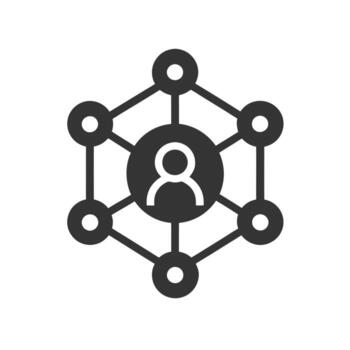 red conexión icono con usuario perfil en centro, simbolizando social medios de comunicación, comunicación, trabajo en equipo, digital comunidad, tecnología, y en línea redes en blanco antecedentes. vector