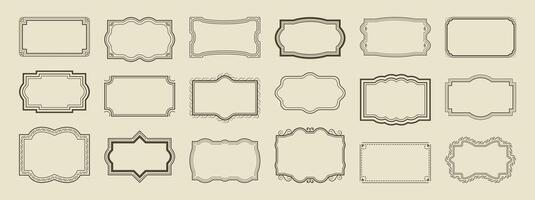 Simple line vintage frames set. Collection of horizontal blank retro border templates. Greeting, wedding, holiday. menu victorian textbox vector