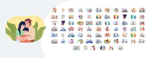 illustrations of family relationships and activities vector