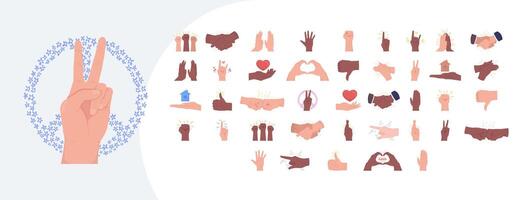 Peace sign and hand gesture illustrations vector