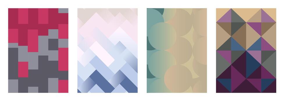 Simple geometric art posters with simple shape and pattern in color tones. vector